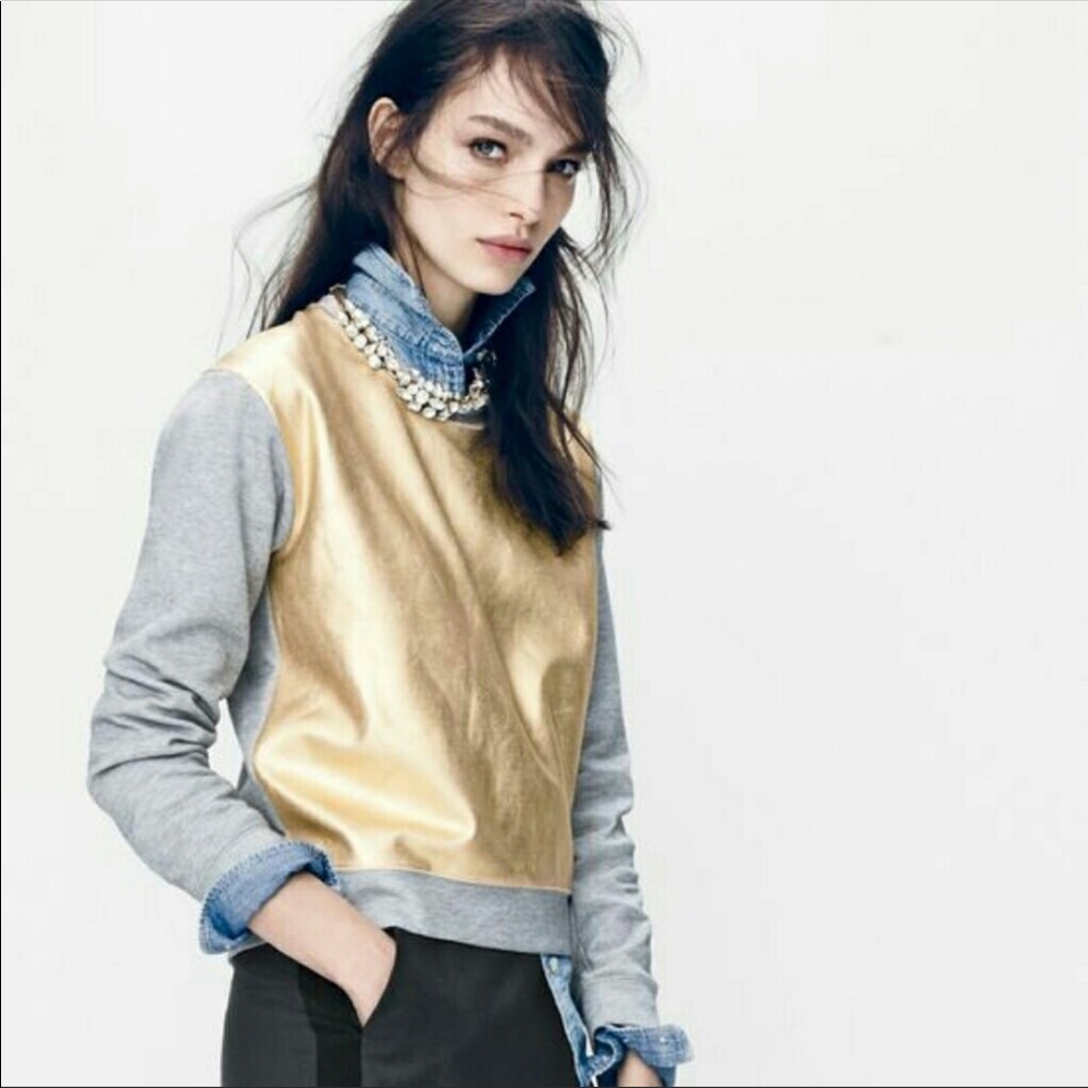 J. Crew | Gray Gold Foil Sweatshirt Sweater
